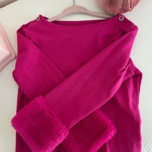 Girls Janie and Jack Fur Cuff Top Size 6